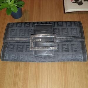 Y2K Fendi Zucca Clutch/Wallet on Chain & Full Inclusion